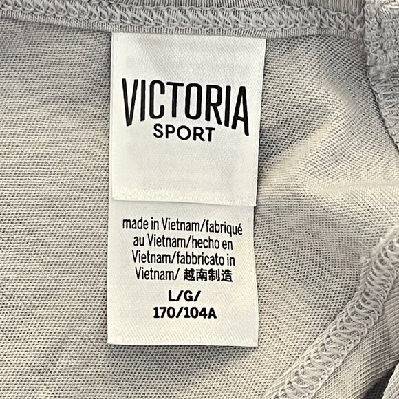 New Victoria's Secret Victoria Sport Tank Top Large Gray Glitter Logo Open Back - Picture 4 of 6